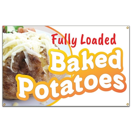Signmission Baked Potatoes Banner Heavy Duty 13 Oz Vinyl with Grommets B-60 Baked Potatoes